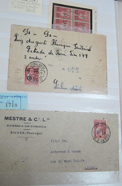 0001 27.jpg -     Lote:    1      Colecção "Ceres Sobretaxados"      (várias imagens)       Descrição:         1928/29 &mdash; Ceres, com sobretaxa. Classificador com colecção não montada, muito completa, estudada em termos de papeis, variedades de clichés e barramentos, com estudo exaustivo, pertencente a um distinto filatelista, sócio do Clube Filatélico de Portugal. Inclui selos novos e usados, singelos ou em blocos pequenos e de grandes dimensões, selos com múltiplas variedades de clichés e de barramentos, erros, alguma marcofilia, sobrescritos e postais ilustrados circulados. Inclui uma carta com quadra do selo de 10C s/ 4C verde em denteado 15x14 (exemplar único), bloco de 6 selos em papel cartolina do selo de 40C s/ 2C laranja, duas cartas circuladas pelo DOX, carta com erro (omissão do algarismo "0") no selo de 40C s/ 2C castanho, quadra do selo de 10C s/ 1 C castanho em denteado 15x14, etc., etc... Disponibiliza-se a pedido ficheiro digital da colecção. Elevado valor de catálogo.        Lote       Valor Base:     &euro; 10.000,00     Valor Venda:     &euro;      